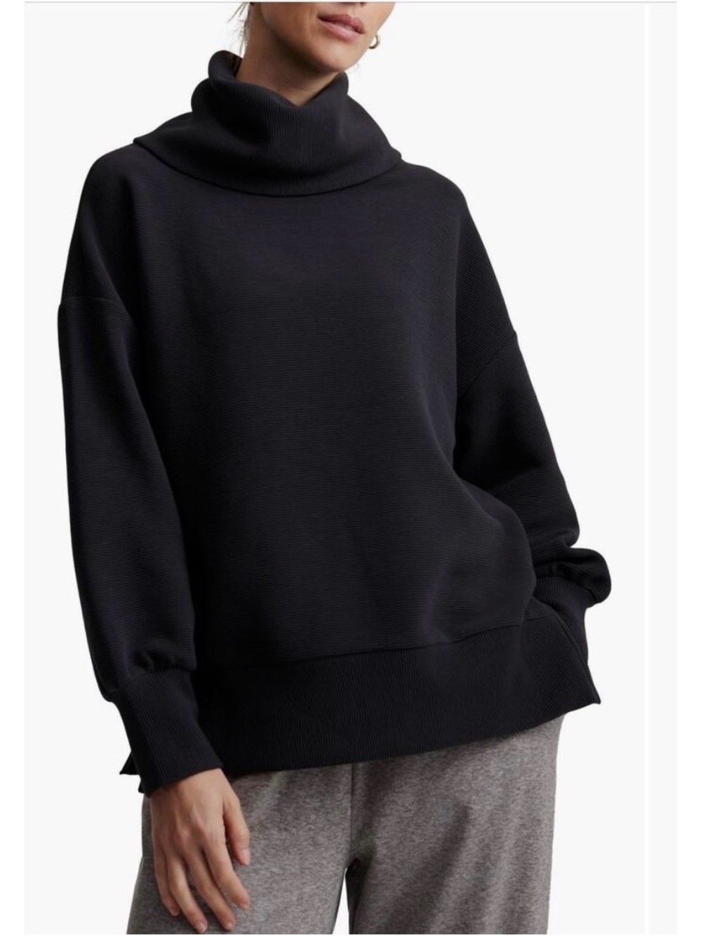 Varley Milton Sweat Turtleneck Pullover Sweater in Black